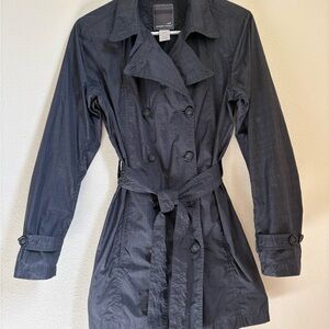 Horny Toad Black Double-Breasted Ultra Lightweight Rain/Trench Coat